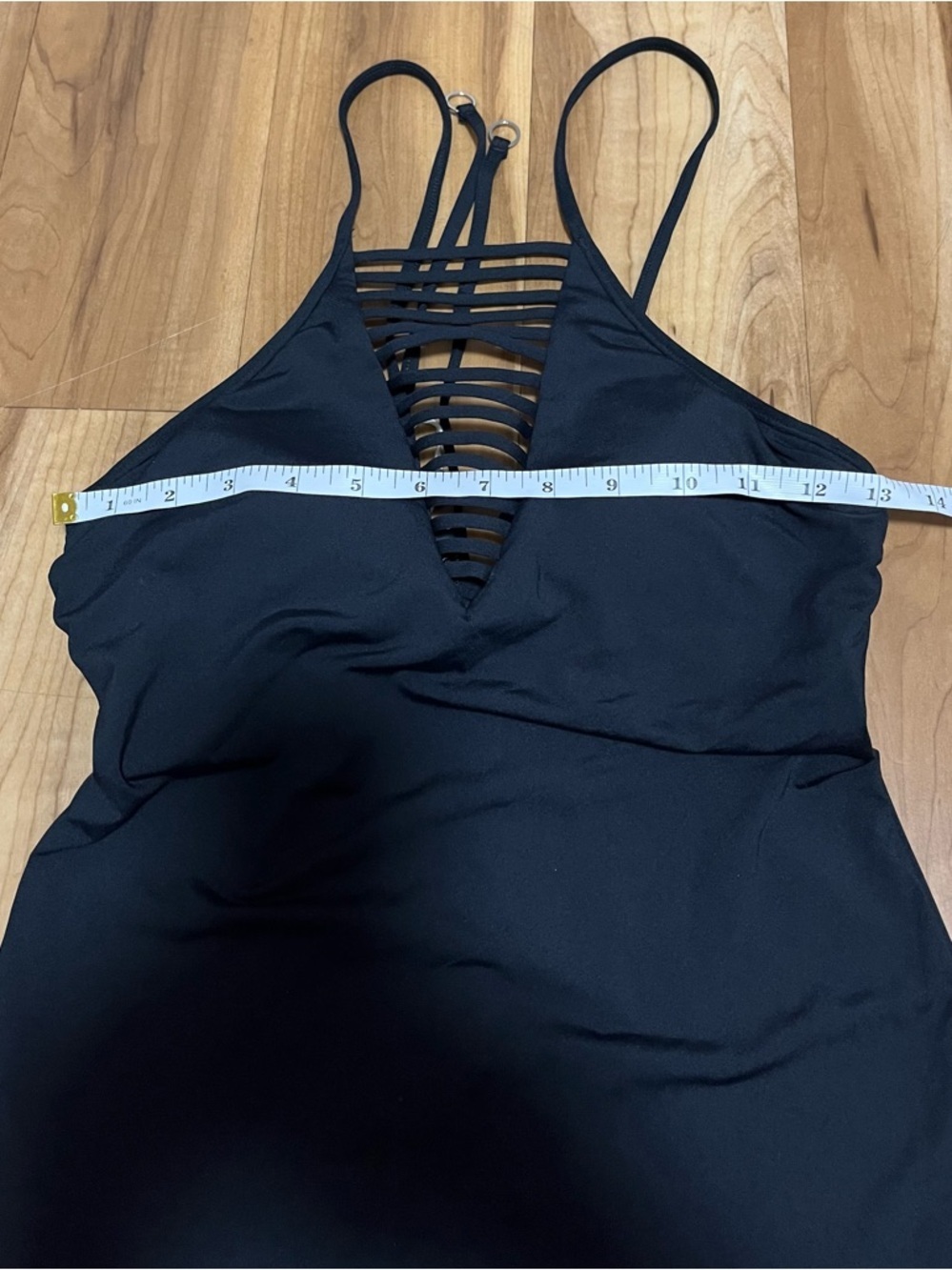 Seafolly Black Tankini Top Strappy V-Neck Built-In Bra NWT Size 6 - Picture 9 of 11